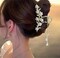 Elegant Floral Hair Clip, Pearl Tassel Bun Holder, Gold Lily of The Valley Design with Dangling Pearls